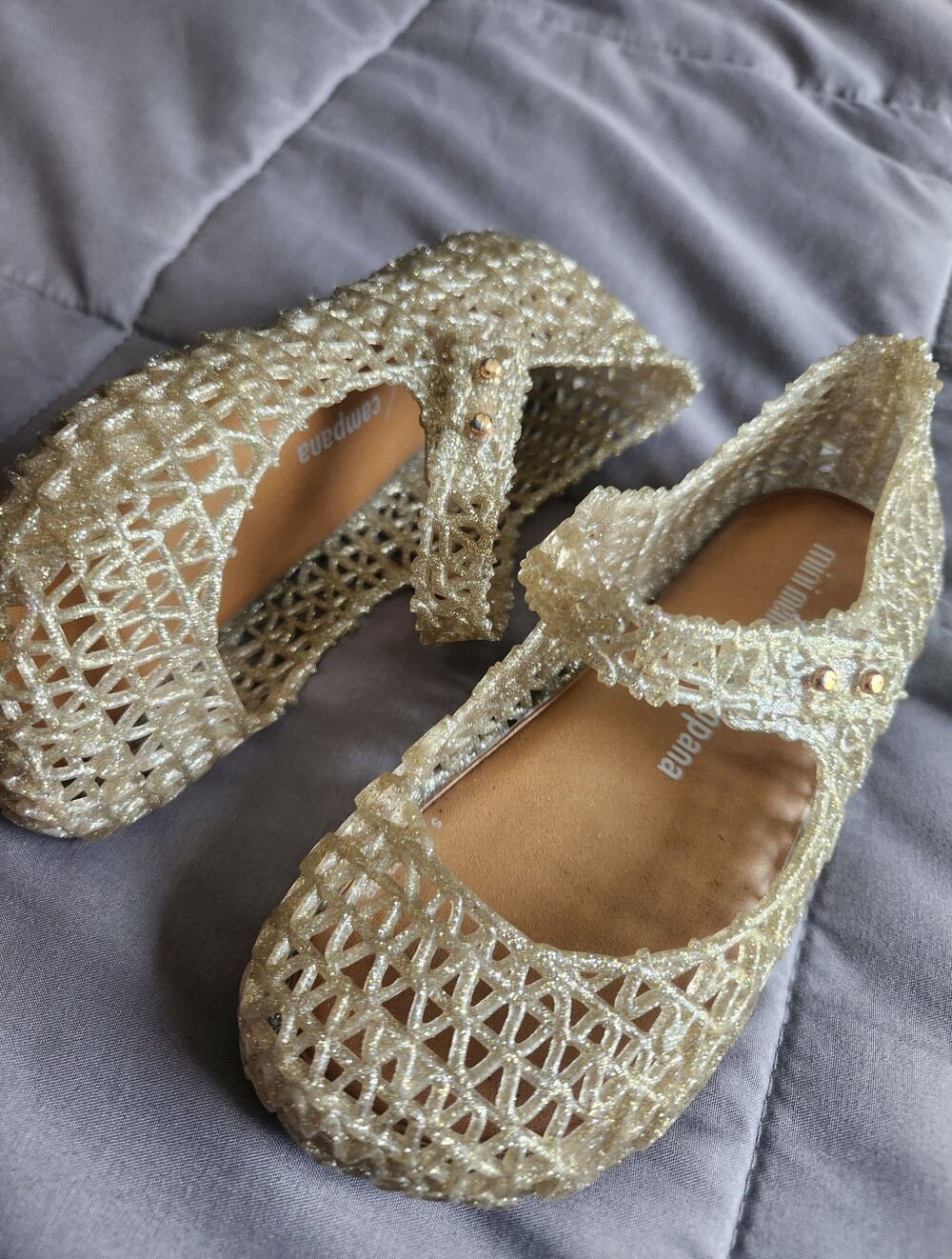 Mini Melissa Gold Glitter Girl Shoes